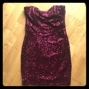 Dark pink sequin dress